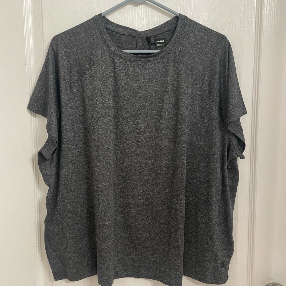 Prana Charcoal Heather ALPENGLOW SHORT SLEEVE PLUS Tee Size 3X NWT